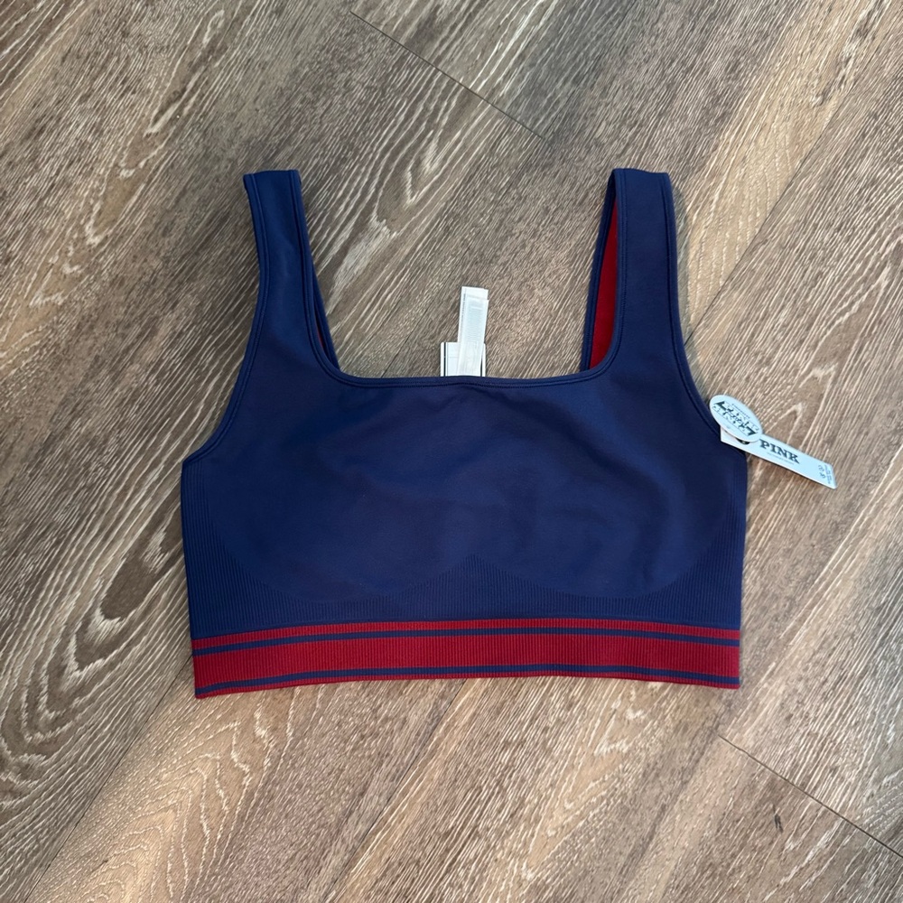 PINK Victoria's Secret Navy and Red Sports Bra